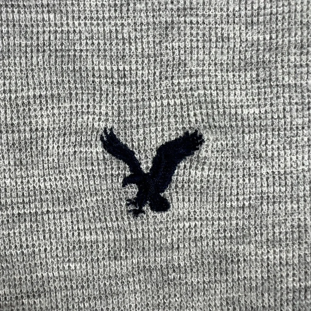 American Eagle Mens Sweatshirt Thermal Medium Gray Long Sleeve Knit Classic Fit